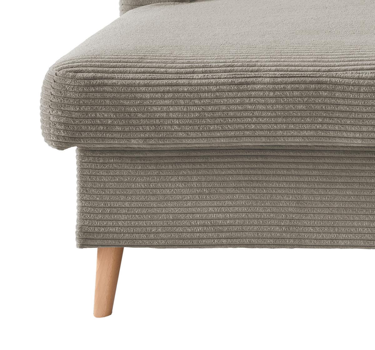 Ecksofa Valentina Graubraun Cord - Graubraun/Naturfarben, Design, Holz/Textil (150/228cm) - P & B