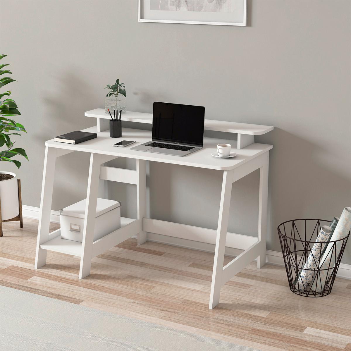 SCHREIBTISCH COUNTRY SCHREIBTISCH - Weiss, Design, Holzwerkstoff (120/60/73cm) - Livetastic