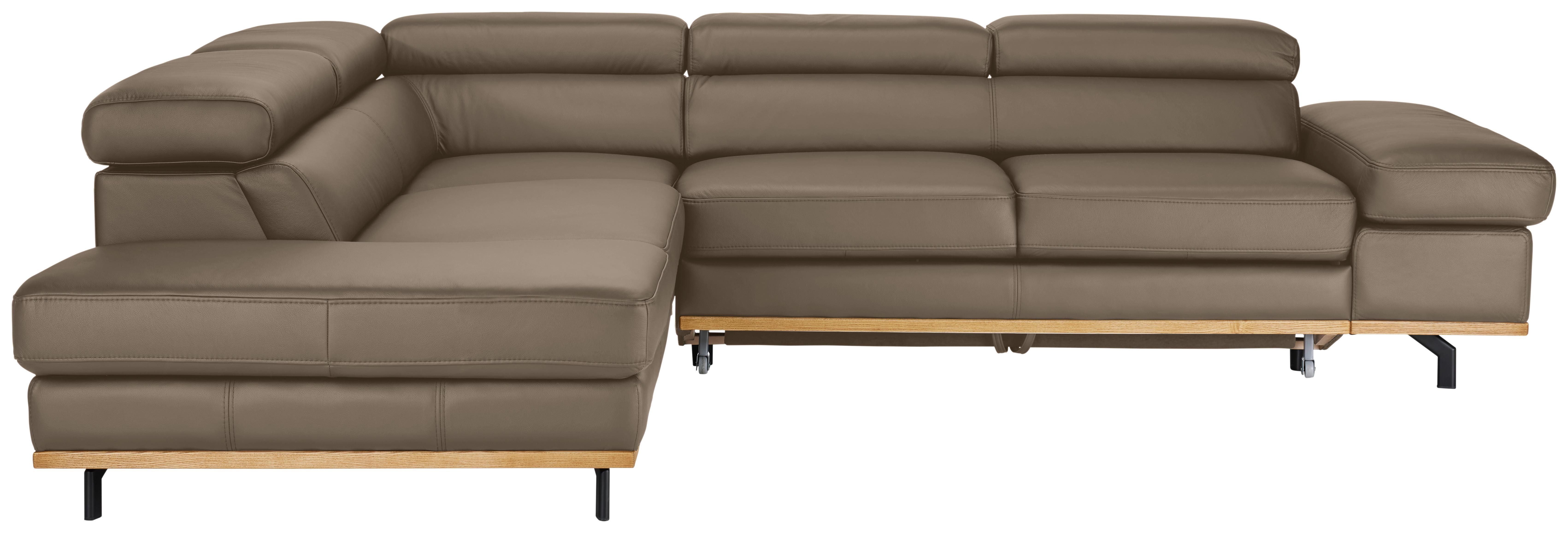 Wohnlandschaft Carmen links Haselnussfarben - Haselnussfarben/Schwarz, MODERN, Leder/Holz (292/72/226cm) - Premium Living