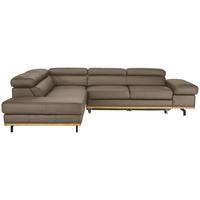 Wohnlandschaft Carmen links Haselnussfarben - Haselnussfarben/Schwarz, MODERN, Leder/Holz (292/72/226cm) - Premium Living