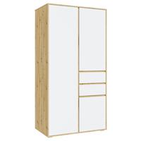 Drehtürenschrank Falun Weiß/Eiche Artisan - Weiß/Eiche Artisan, MODERN, Holzwerkstoff (100/194/56cm) - Livetastic
