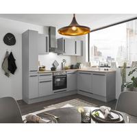 Eckküche Denver mit Geräten ca. 250x175 cm Grau/Eiche - Eichefarben/Schwarz, Design, Holzwerkstoff/Kunststoff (250/175cm) - P & B