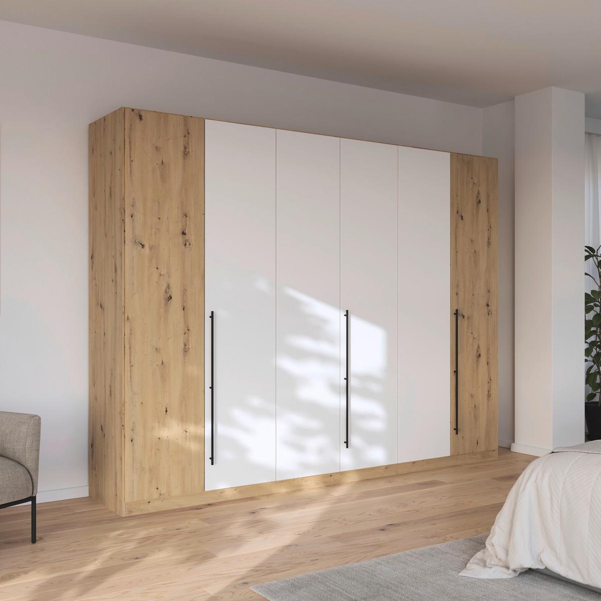 Kleiderschrank Weiss/eiche Artisan - Weiss/Schwarz, Konventionell, Holzwerkstoff/Metall (271/229/54cm) - Based