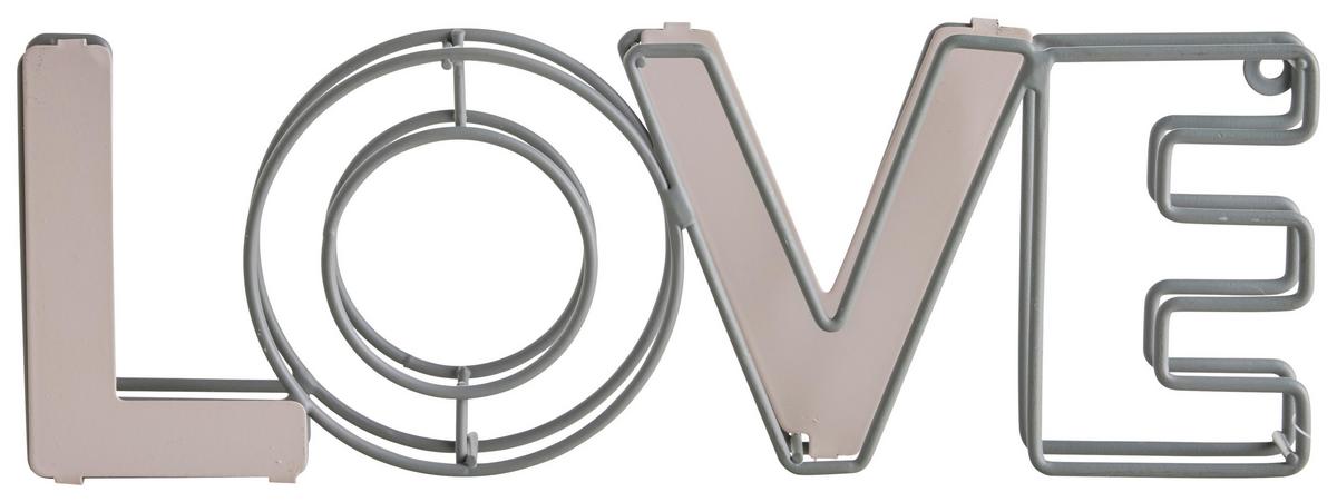 Dekor Felirat Love - rózsaszín/fehér, Romantik / Landhaus, fém (26,3/2,2/9cm) - Modern Living