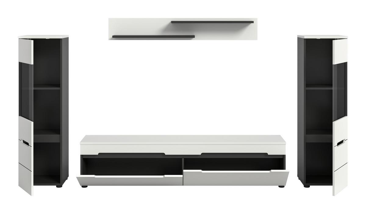 Dnevni Regal Canu, Bela, Siva, 4-Delni - črna/bela, Design, umetna masa/leseni material (272/141/33cm) - Livetastic