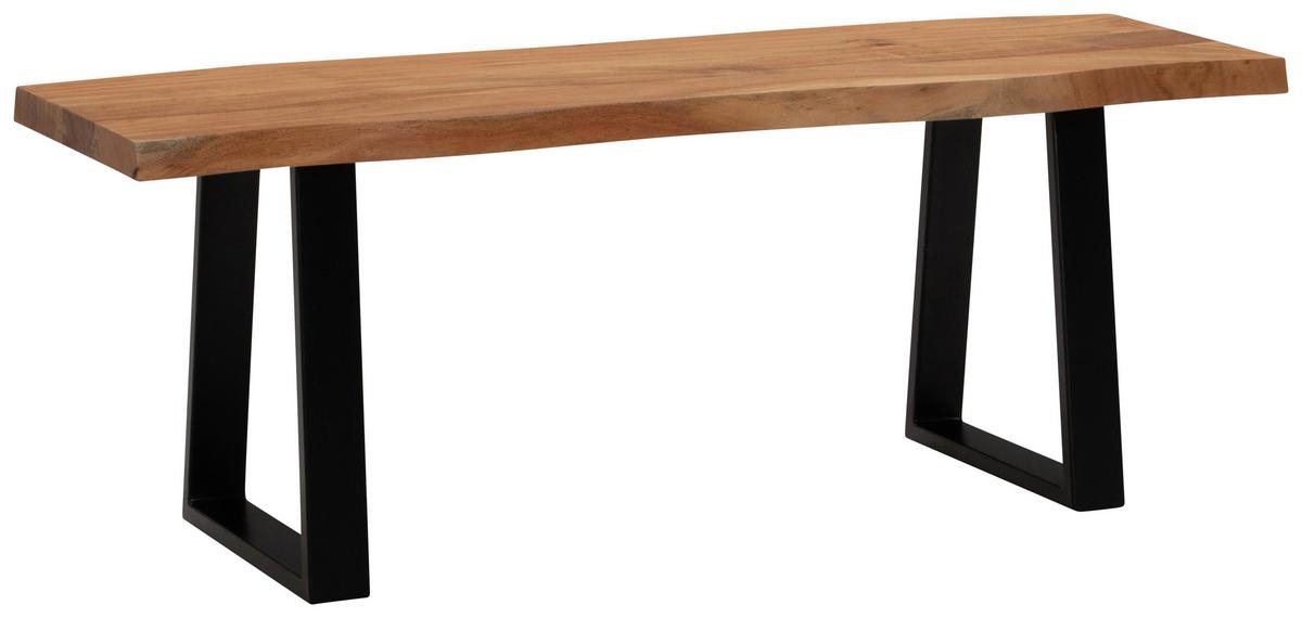 GARDEROBENBANK GARDEROBENBANK - Hellbraun/Schwarz, Design, Holz/Metall (120/40/45,5cm) - MID.YOU