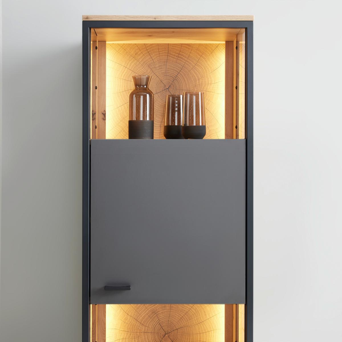 Hängevitrine Florenz Grau/Schwarz/Eiche Artisan - Schwarz/Eiche Artisan, MODERN, Holzwerkstoff/Metall (50/119,9/38cm) - Premium Living