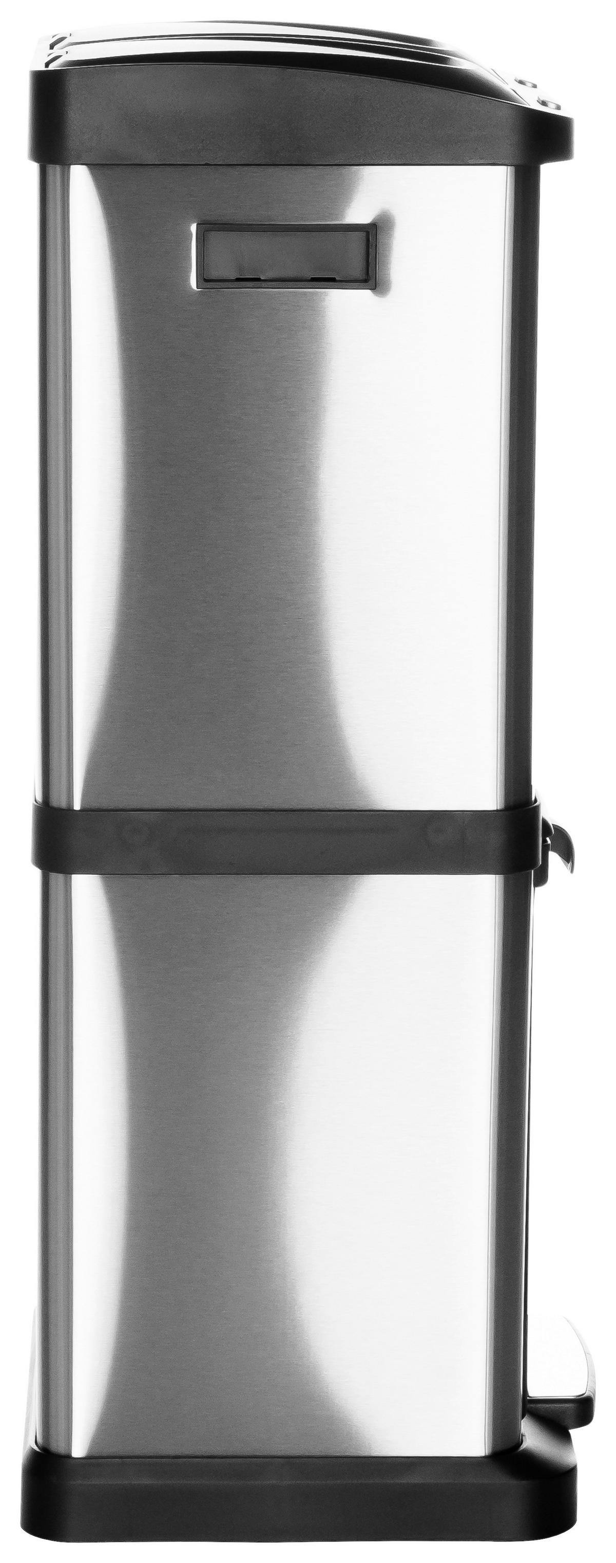 Koš Za Smeti Clean Vii, 32 L, Srebrna - srebrne barve/črna, Basics, kovina/umetna masa (32/78/32cm) - MID.YOU
