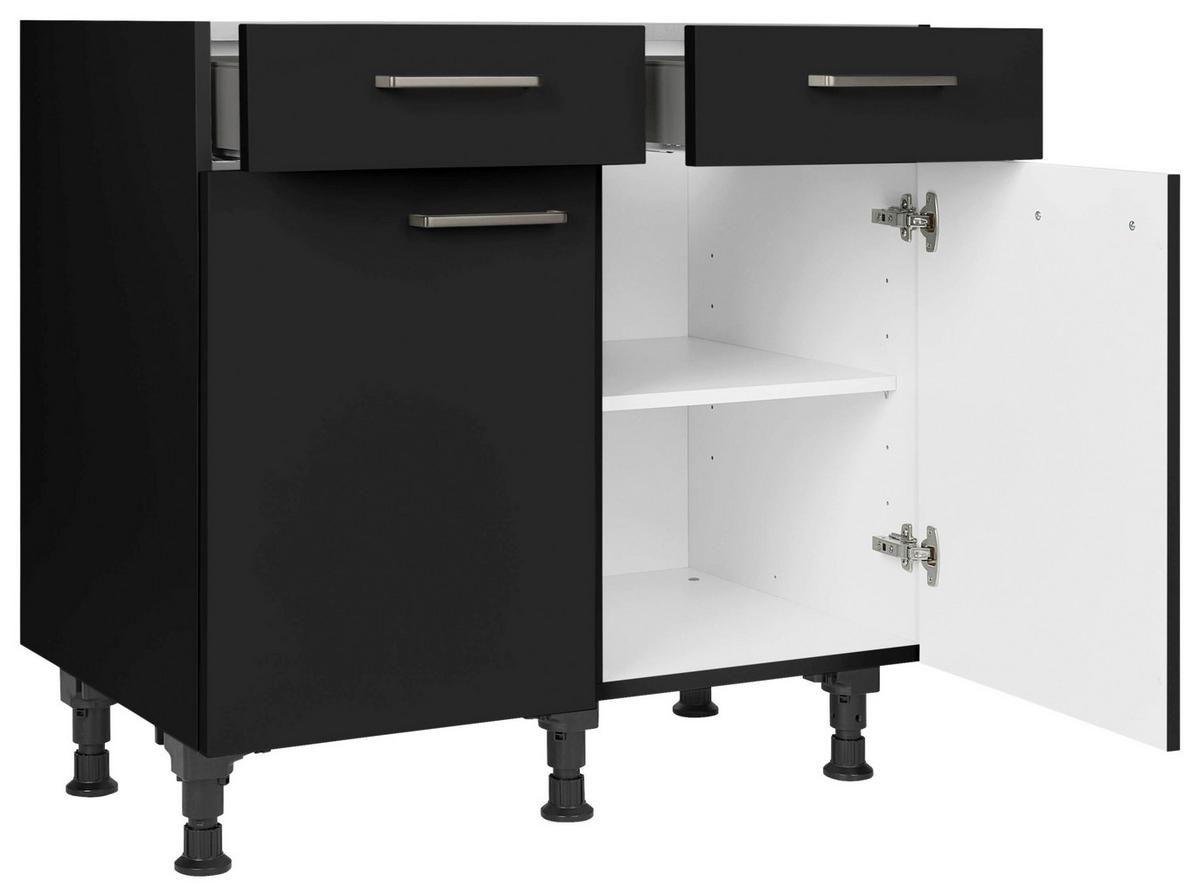 Schubkastenunterschrank Touch Schwarz - Edelstahlfarben/Schwarz, MODERN, Holzwerkstoff/Metall (90/87/56cm) - Nobilia