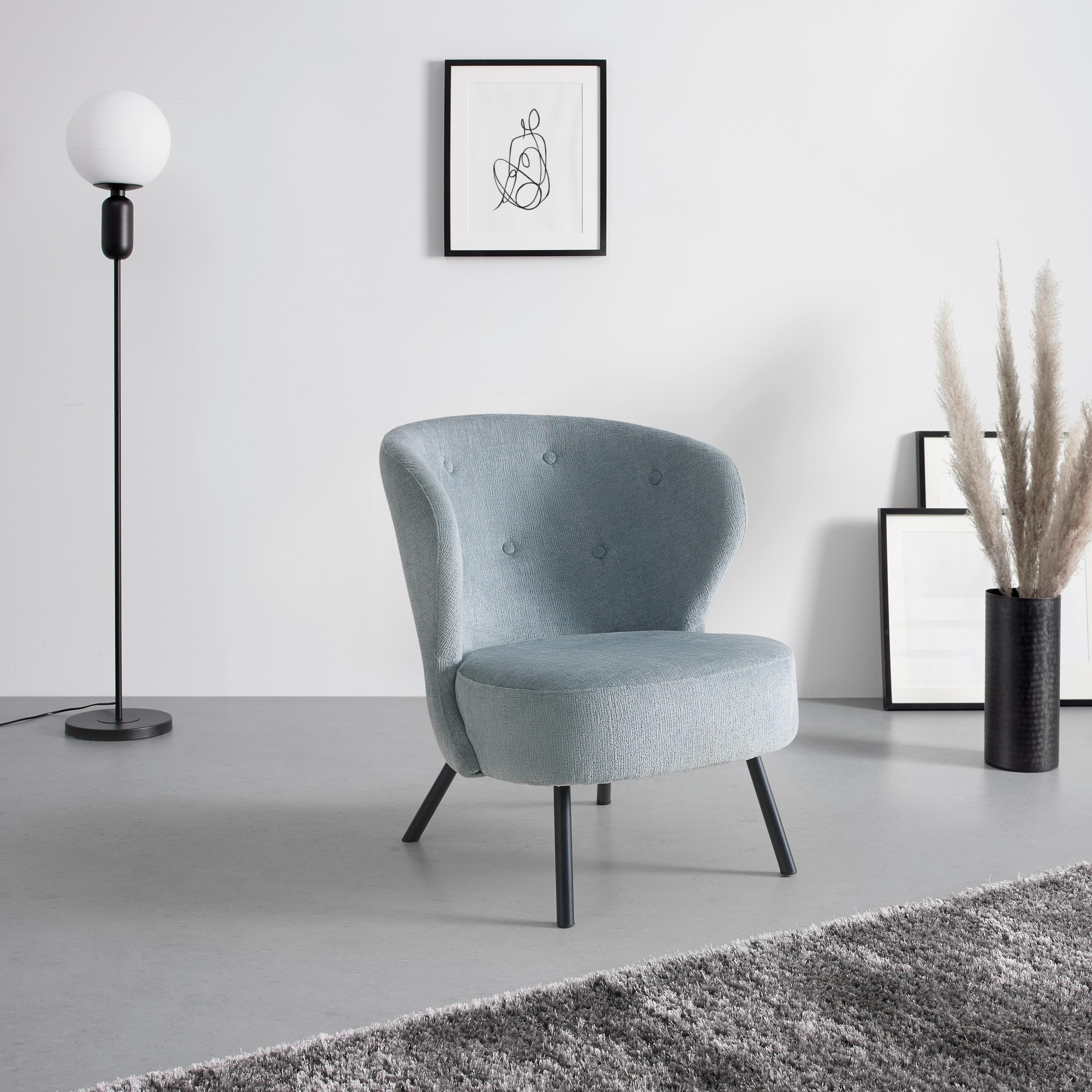 Sessel Floris Graublau - Graublau/Schwarz, ROMANTIK / LANDHAUS, Holz/Textil (67/77/73cm) - Mömax