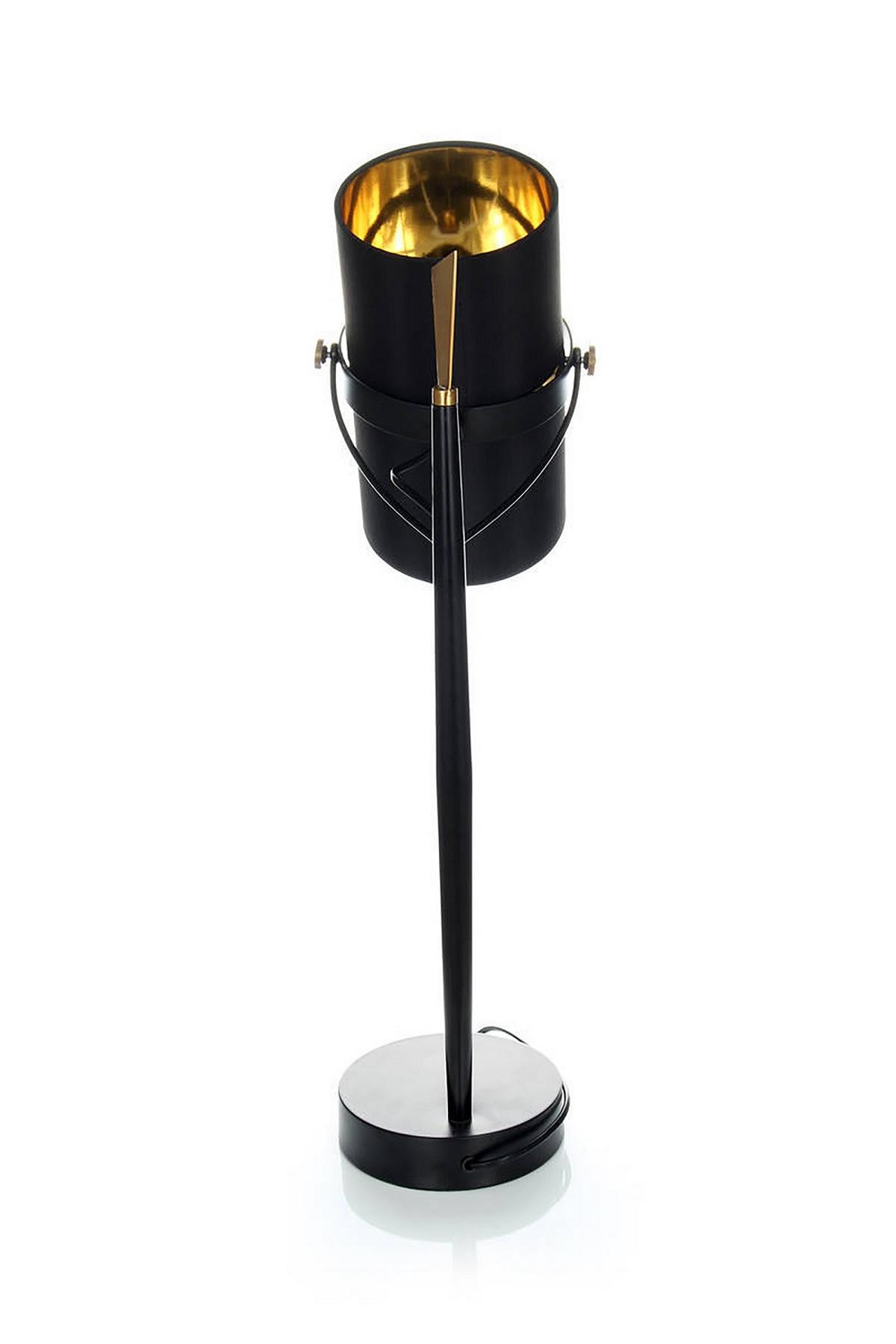 Tischleuchte Tischlampe Novum 110 - Schwarz, Trend, Textil/Metall (25/29/69cm) - Kayoom