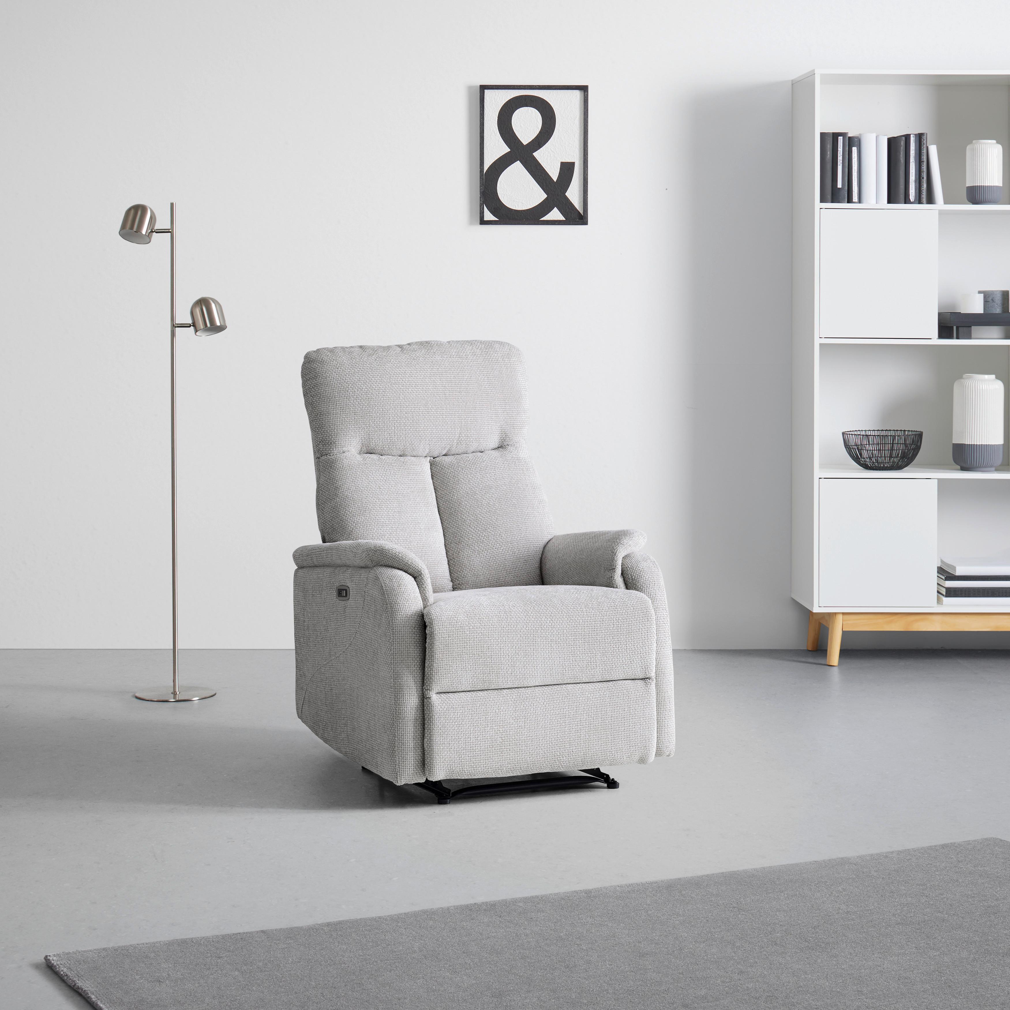 FAUTEUIL RELAX JOHNSY - gris clair/noir, MODERN, métal/textile (75/106/91cm) - Mömax