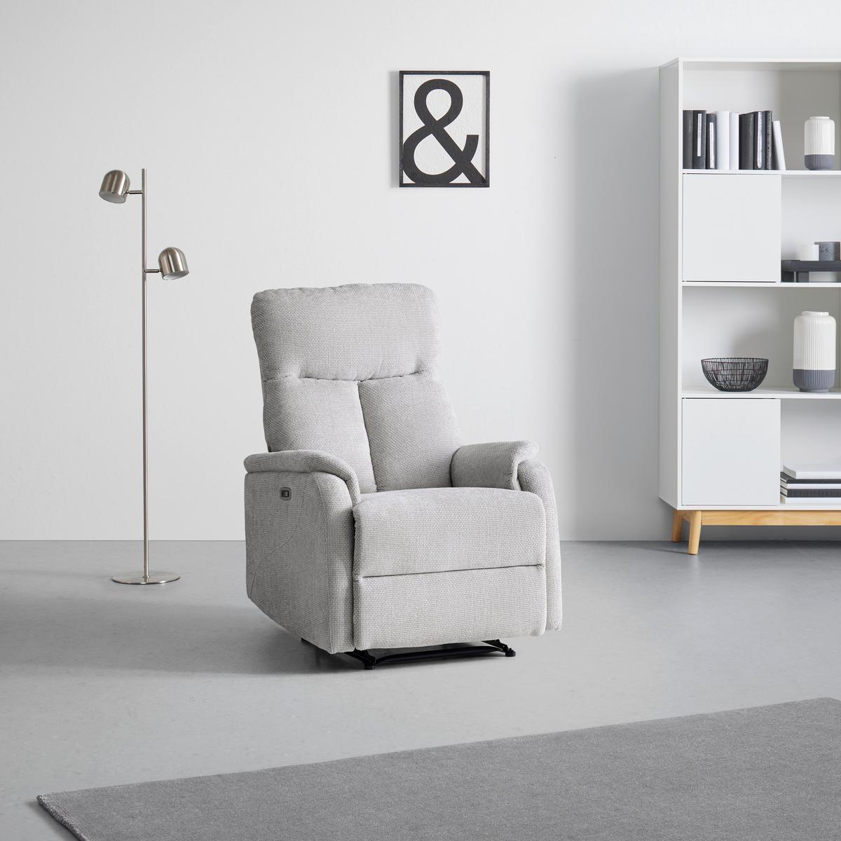 Relaxsessel Johnsy Hellgrau - Hellgrau/Schwarz, MODERN, Textil/Metall (75/106/91cm) - Mömax