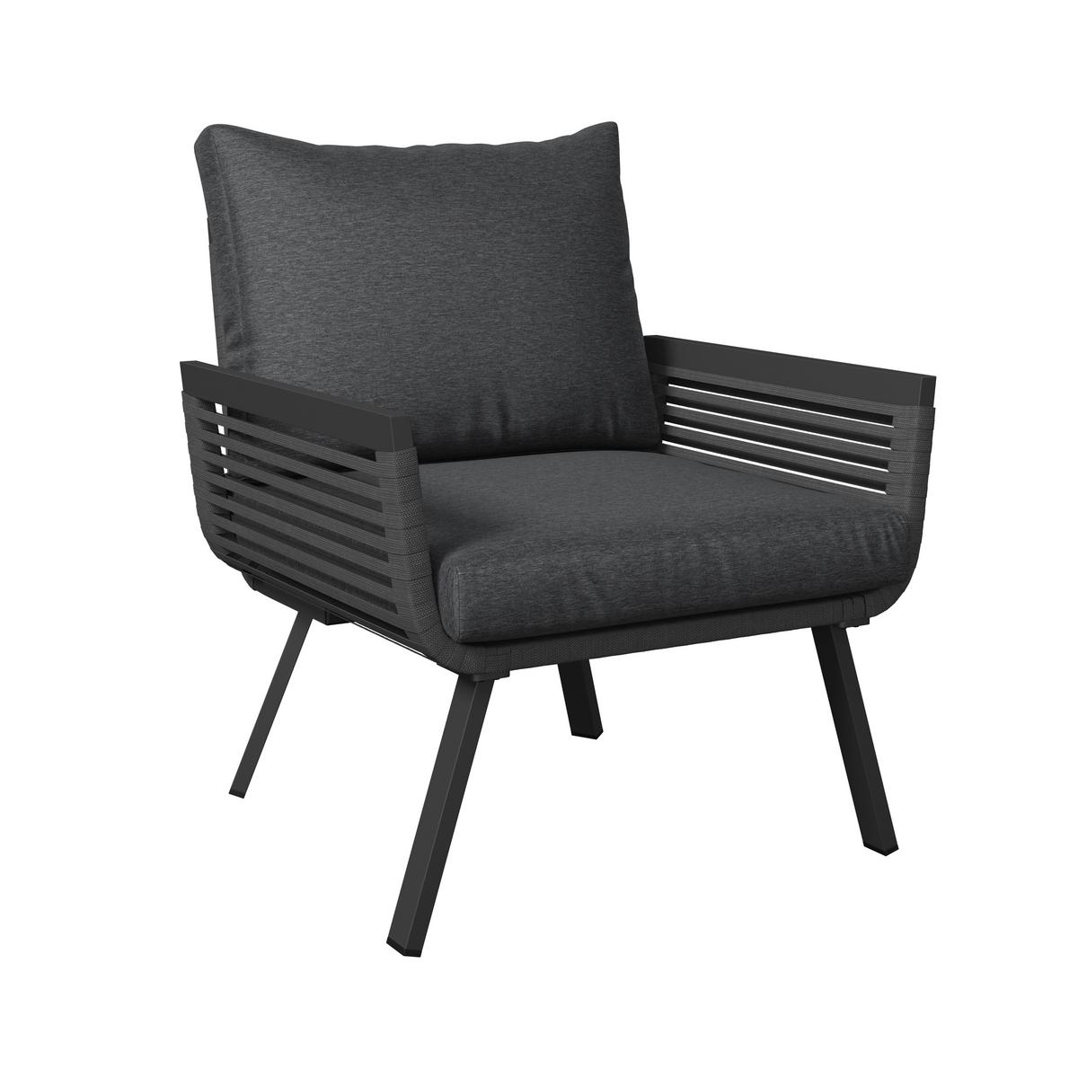 KOMPLET MEBLI TARASOWYCH VICTORIA - antracytowy/czarny, Modern, metal/tkanina (125/74/74cm) - Ambia Garden