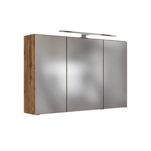 Spiegelschrank Florida Eiche Wotan - Chromfarben/Eiche Wotan, MODERN, Glas/Holzwerkstoff (120/64/20cm)