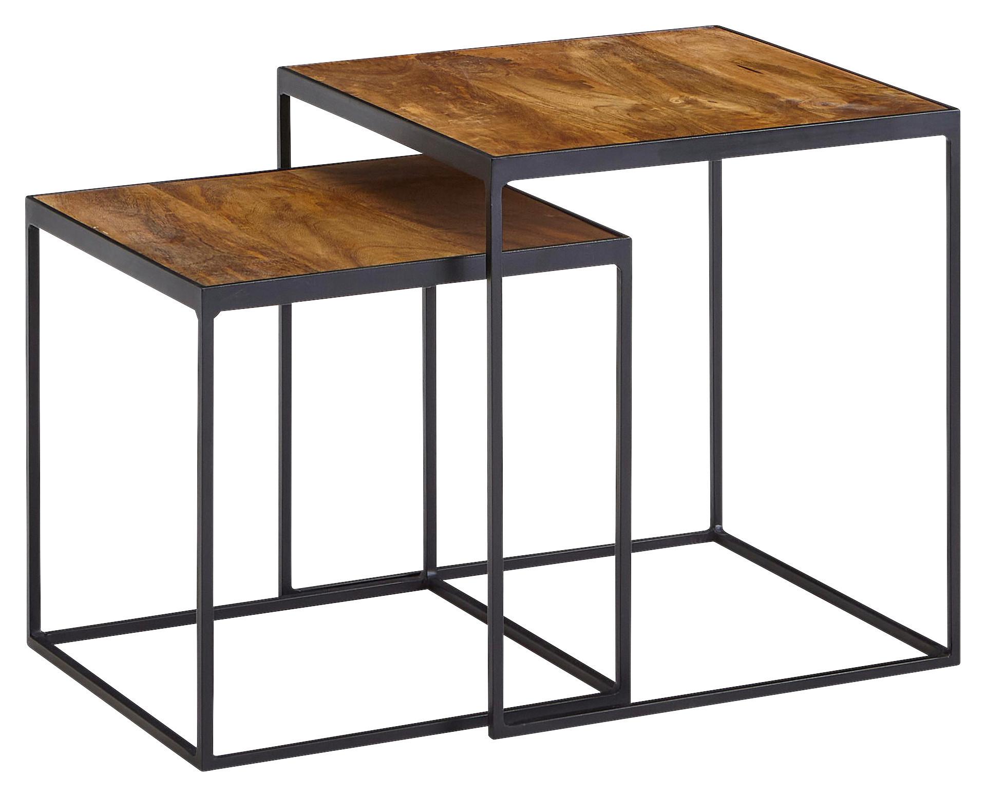 Set Mizic Wohnling - črna/rjava, Moderno, kovina/les (40/40/44cm) - MID.YOU