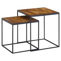 Set Mizic Wohnling - črna/rjava, Moderno, kovina/les (40/40/44cm) - MID.YOU