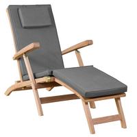 Sonnenliege Woodie Teak - Grau/Teakfarben, Basics, Holz (60/93/170cm) - Gardenson