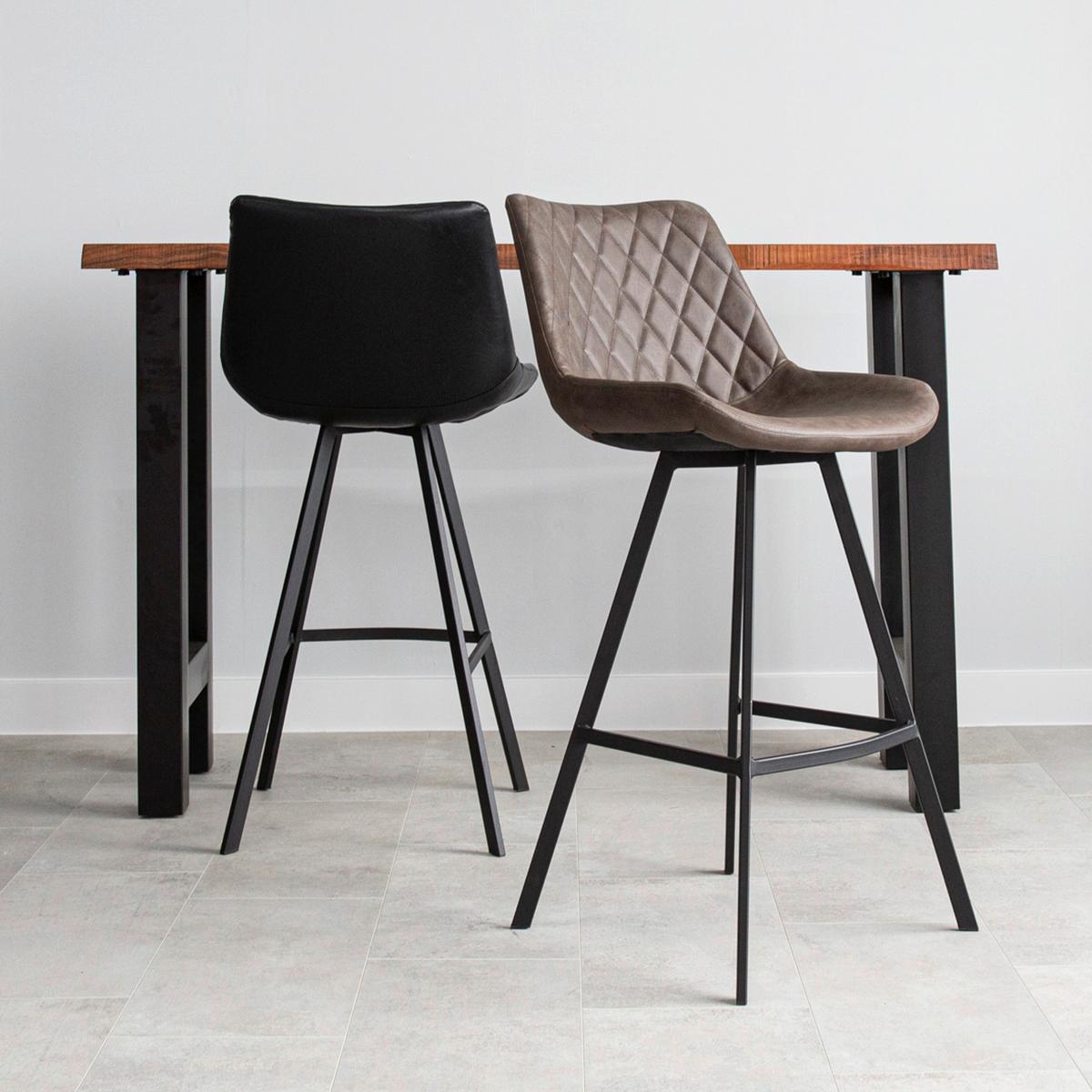 Barhocker-Set Bowie 2er-Set ca. 58x102 cm Taupe - Taupe/Schwarz, KONVENTIONELL, Textil/Metall (50/102/55cm) - MID.YOU