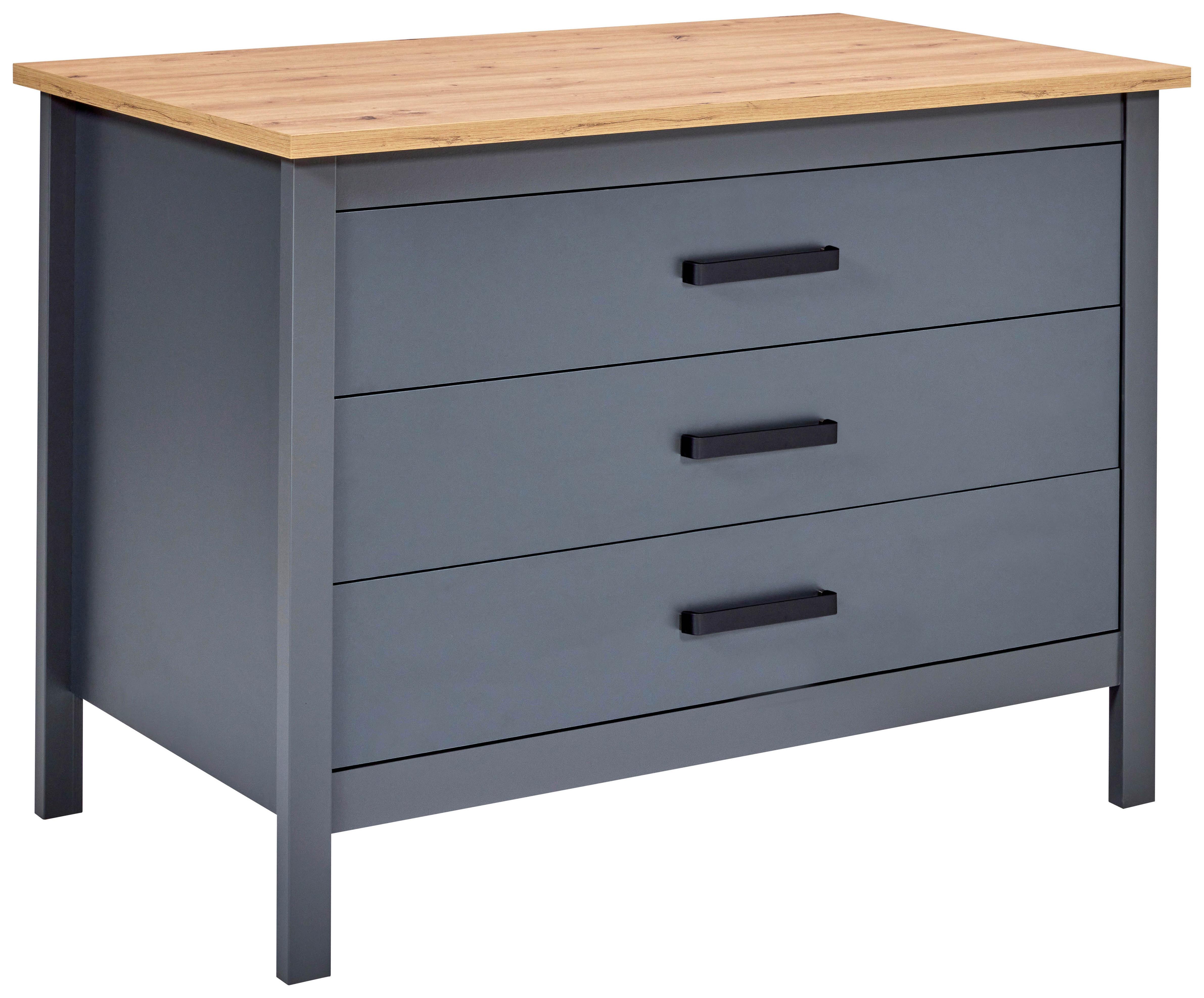 Kücheninsel Venet, Anthrazit/Artisan Eiche - Anthrazit/Schwarz, MODERN, Holzwerkstoff/Metall (124/91/75cm) - Mömax