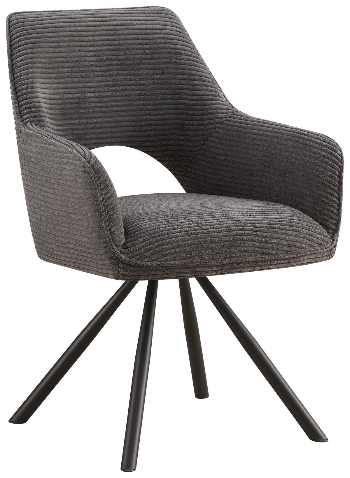 KRZESŁO Z PODŁOKIETNIKAMI JASON - czarny/ciemnoszary, Design, metal/tkanina (60/85/63cm) - Hom`in