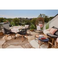 Gartentischgruppe Carmello Schwarz/Teakfarben - Anthrazit/Schwarz, Modern, Kunststoff/Textil - Mömax