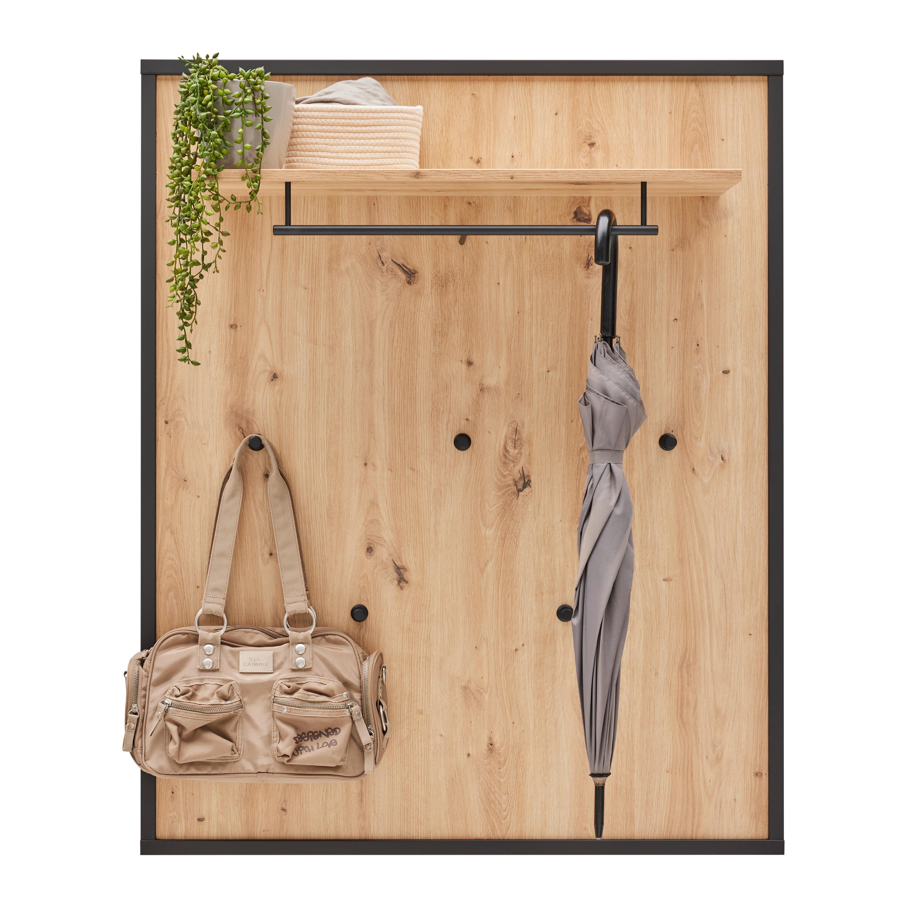 Garderobenpaneel Florenz Grau/Eiche Artisan - Eiche Artisan/Grau, MODERN, Holzwerkstoff/Metall (94/116/2,6cm) - Premium Living