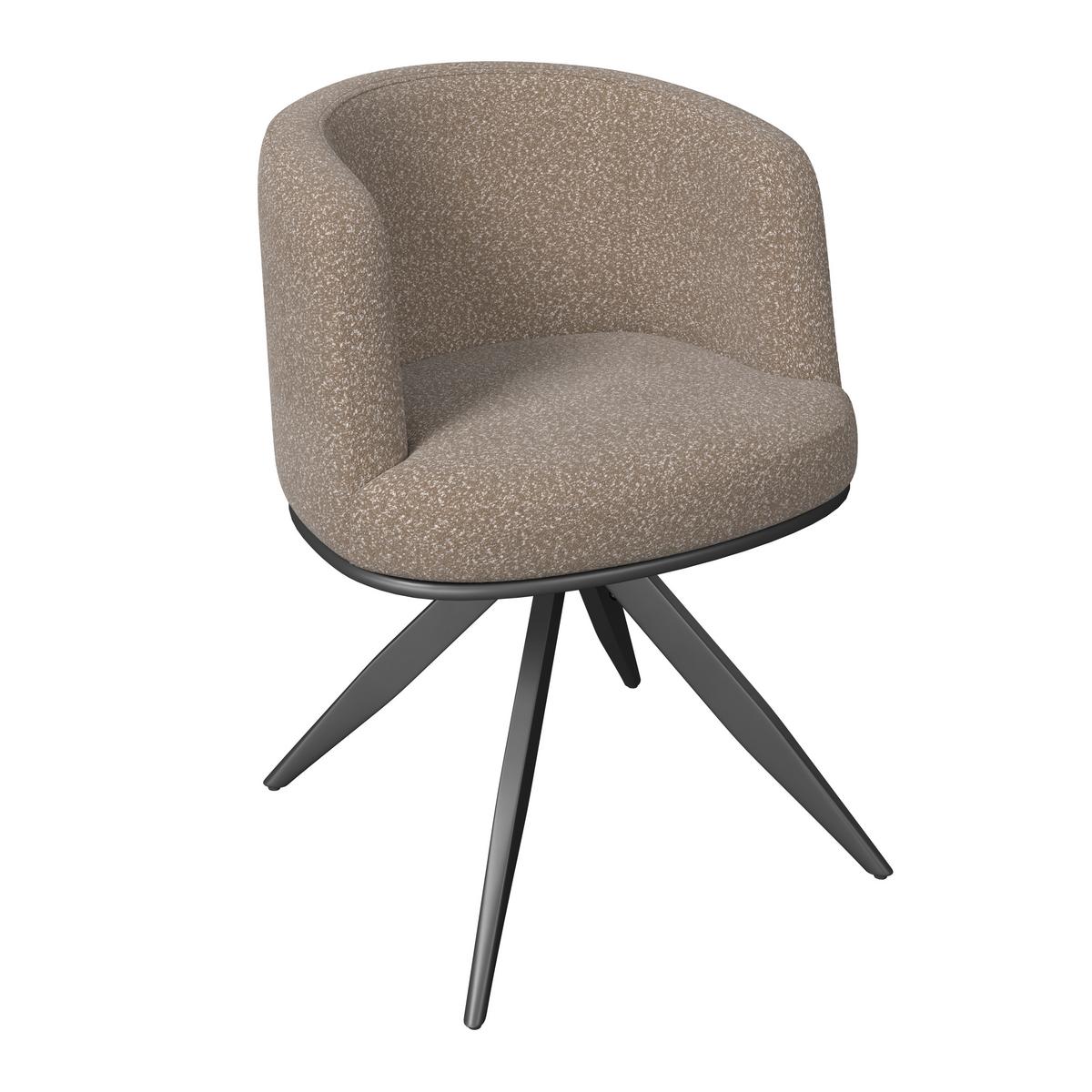 Armlehnstuhl Nela Braun Bouclé Drehbar Gepolstert - Schwarz/Braun, MODERN, Holz/Textil (62/77/62cm) - Bessagi Home