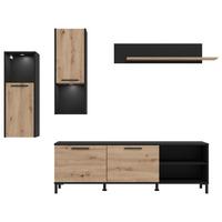 Szekrénysor 4 Részes Adria - fekete/Artisan tölgy, Modern, műanyag/faalapú anyag (260/180/40cm) - Mömax