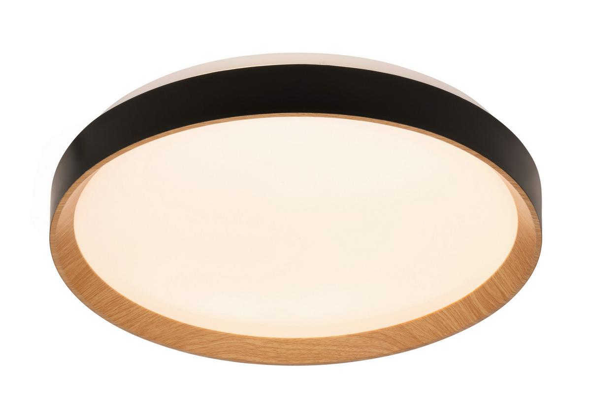 LAMPA SUFITOWA LED NASHVILLE - czarny/kolor dębu sonoma, Basics, tworzywo sztuczne/metal (48/8cm) - Novel