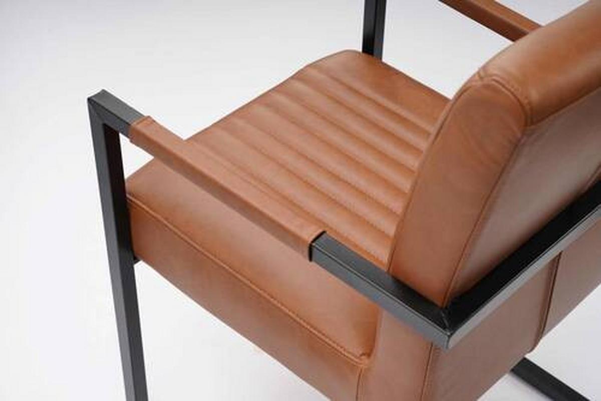 KRZESŁO Z PODŁOKIETNIKAMI LEONIE - czarny/koniak, Design, skóra/metal (55/91/64cm) - Ambia Home