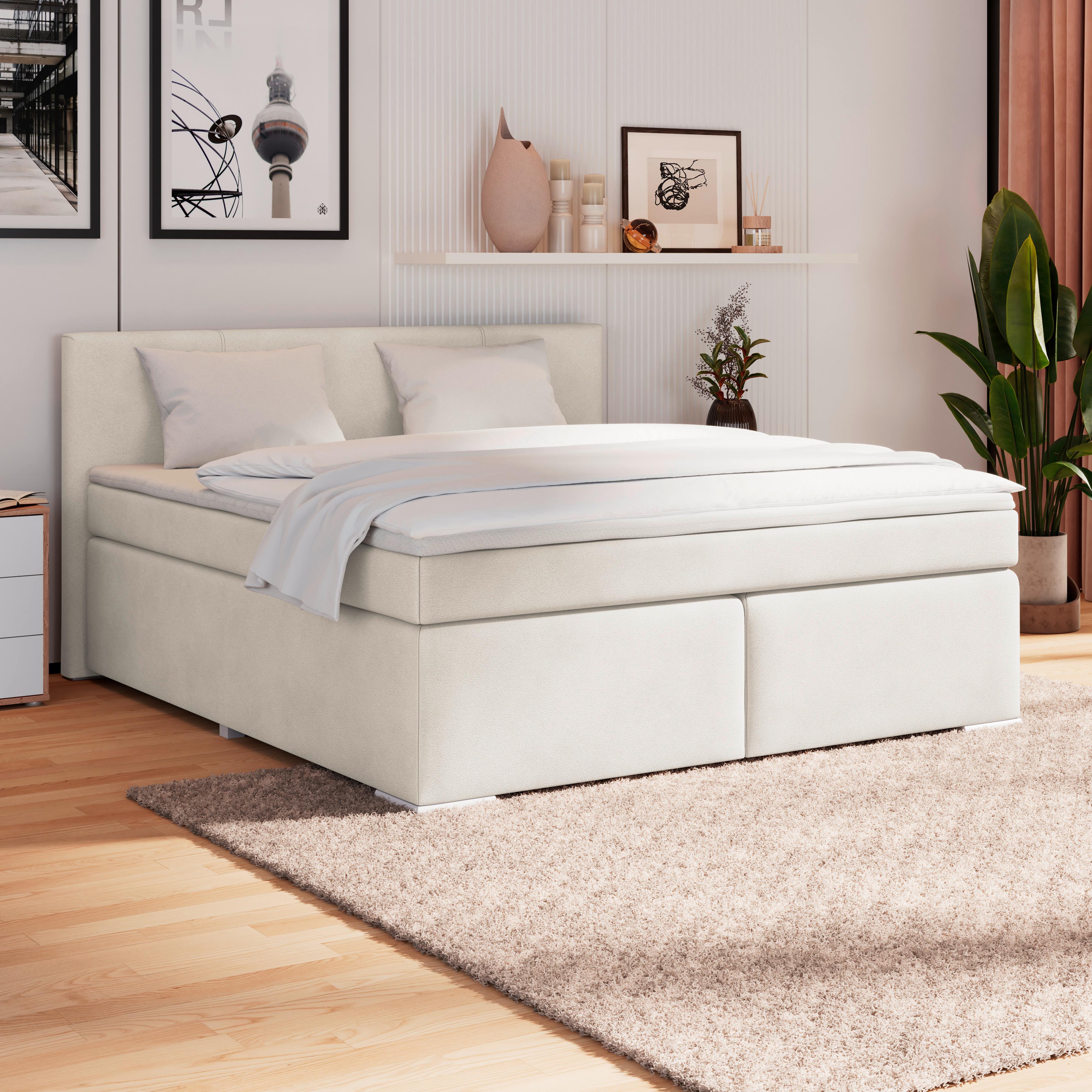 Boxspring Krevet Mira - boje sedefa/srebrne boje, Konvencionalno, drvo/metal (180/200cm) - Best Price