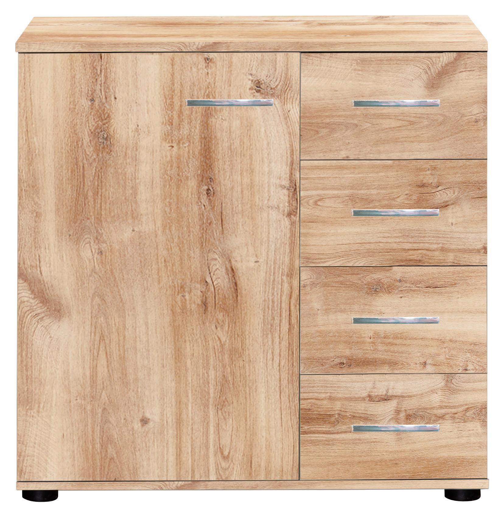 Comodă ANNA -BASED- - culoare lemn stejar/culoare crom, Konventionell, material pe bază de lemn (81/83/41cm) - Mömax