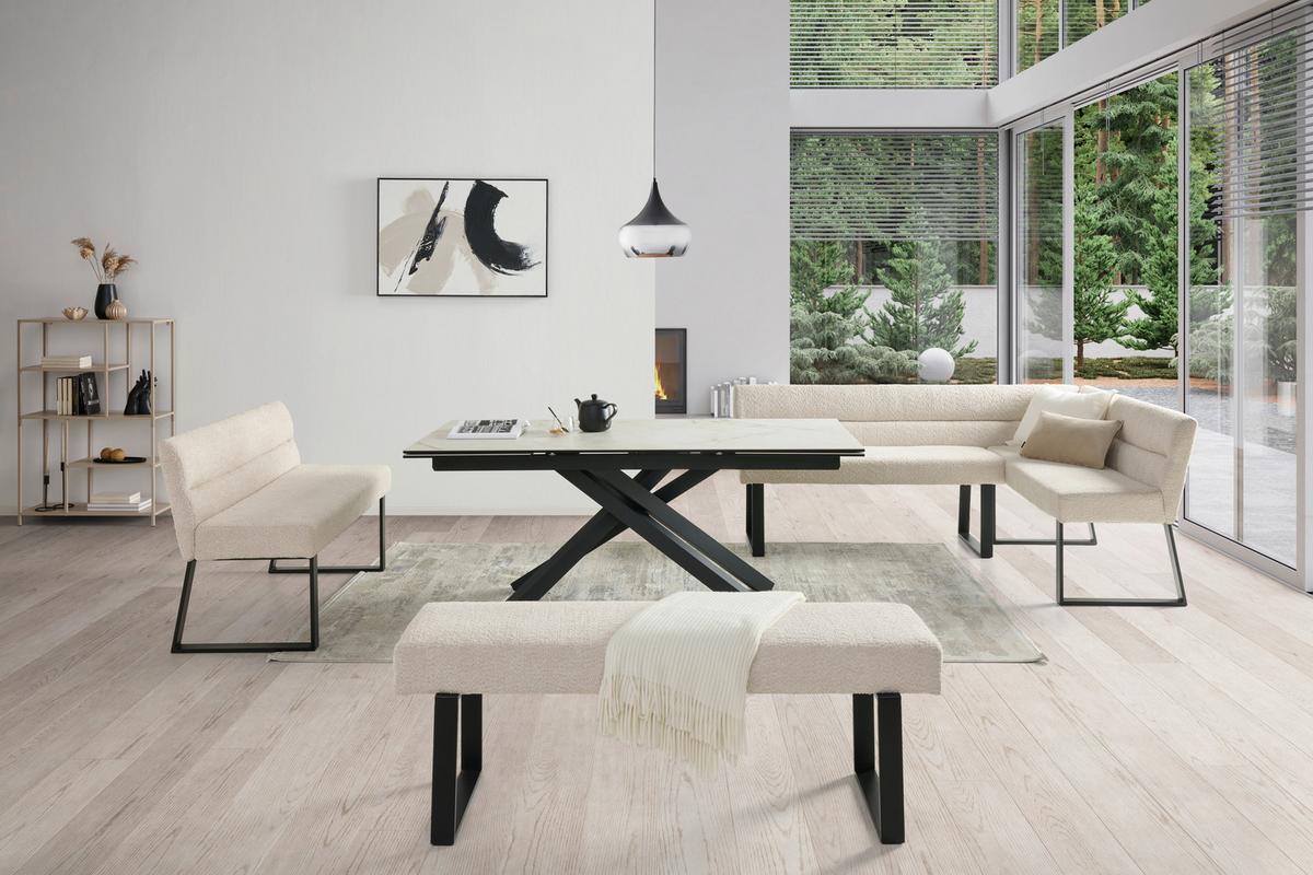 ŁAWKA NAROŻNA KEA - beżowy/czarny, Konventionell, metal/tkanina (190/150cm) - MID.YOU