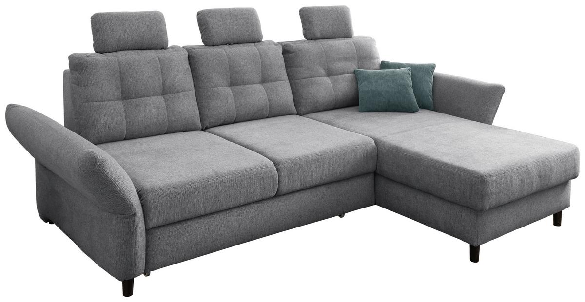 Wohnlandschaft Brizzini Silberfarben Chenille - Mintgrau/Silberfarben, MODERN, Holz/Textil (250-280/176cm) - Livetastic