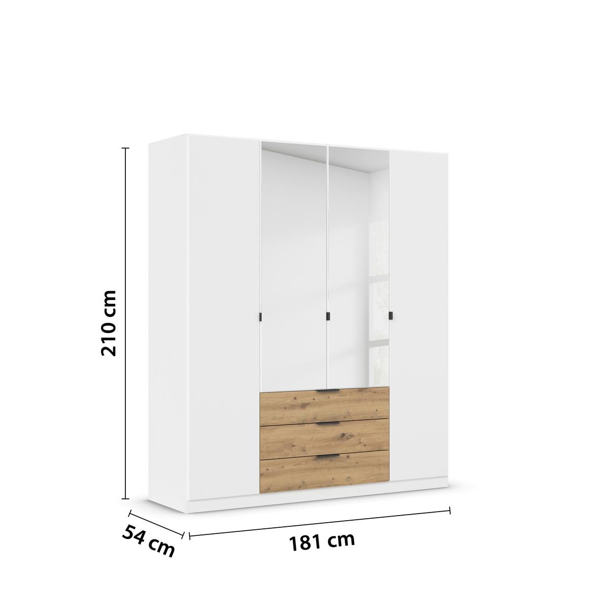 Omara Za Oblačila Davoa, Bela, Barva Hrasta - siva/bela, Basics, kovina/steklo (181/210/54cm) - Boxxx