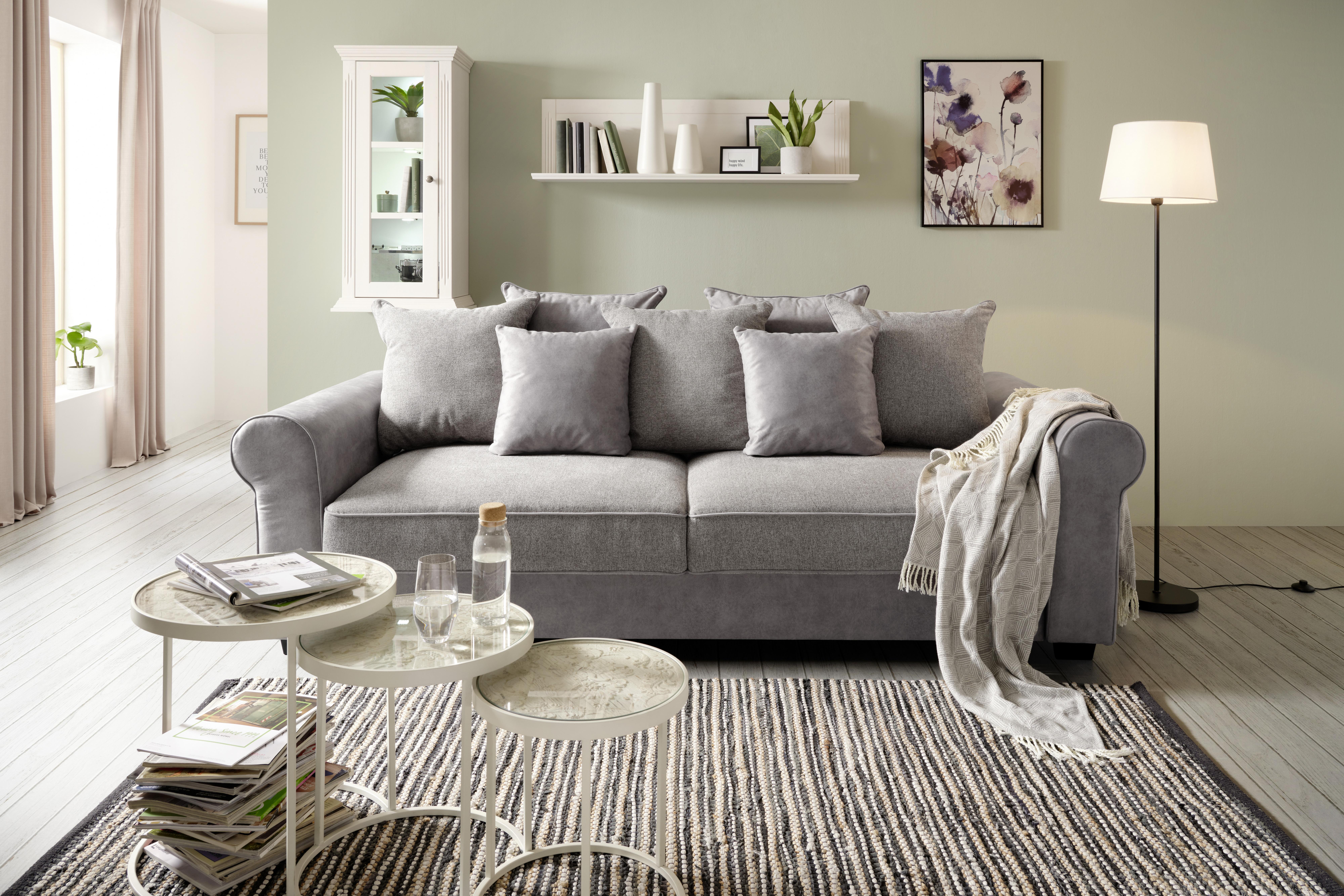 Bettsofa in Grau mit Bettfunktion - Dunkelbraun/Grau, Lifestyle, Holzwerkstoff/Kunststoff (247/95/125cm) - Zandiara