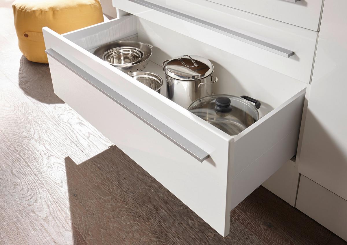 Küchenblock Premium m. Geräten Weiß/Eiche B: ca. 320cm - Eichefarben/Weiß, Basics, Holzwerkstoff (320cm) - Respekta