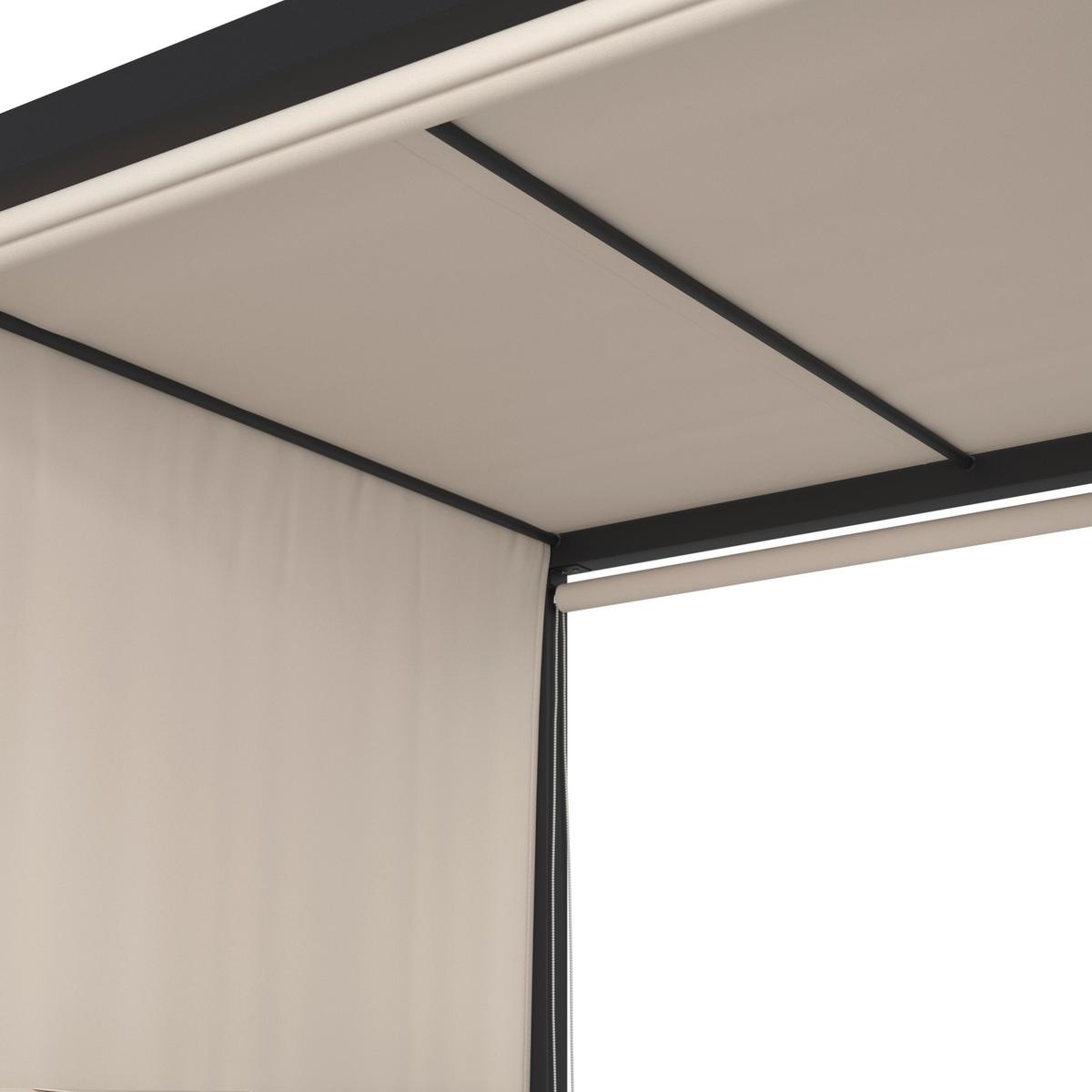 Sonneninsel Felipa Beige Metall/Outdoorstoff +Abdeckung - Dunkelgrau/Beige, MODERN, Kunststoff/Textil - Bessagi Garden