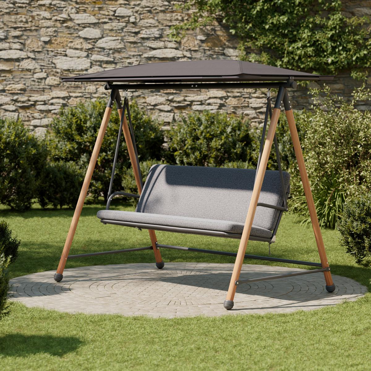 Hollywoodschaukel Budapest Anthrazit - Anthrazit/Schwarz, MODERN, Textil/Metall (215/182/120cm) - Mömax