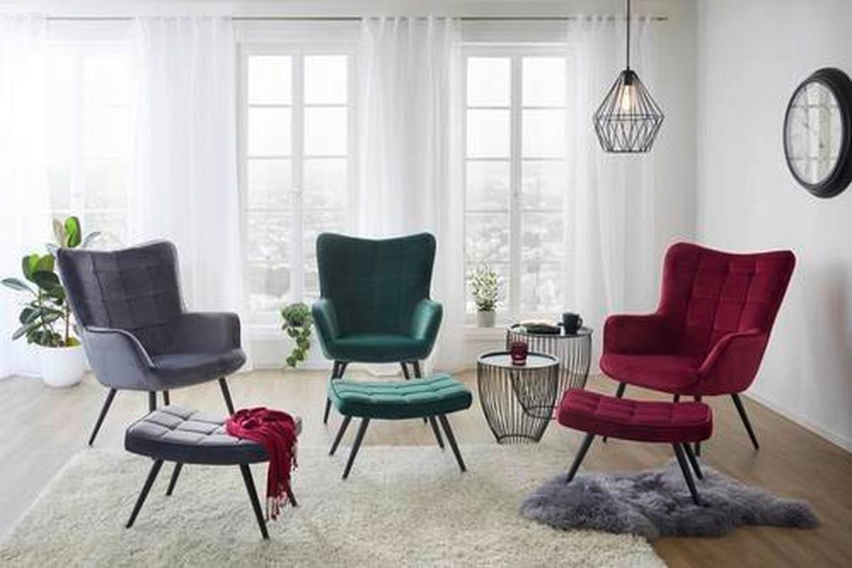 Hocker aus Samt in Grün - Schwarz/Grün, Modern, Textil/Metall (39/39/59cm) - Mömax