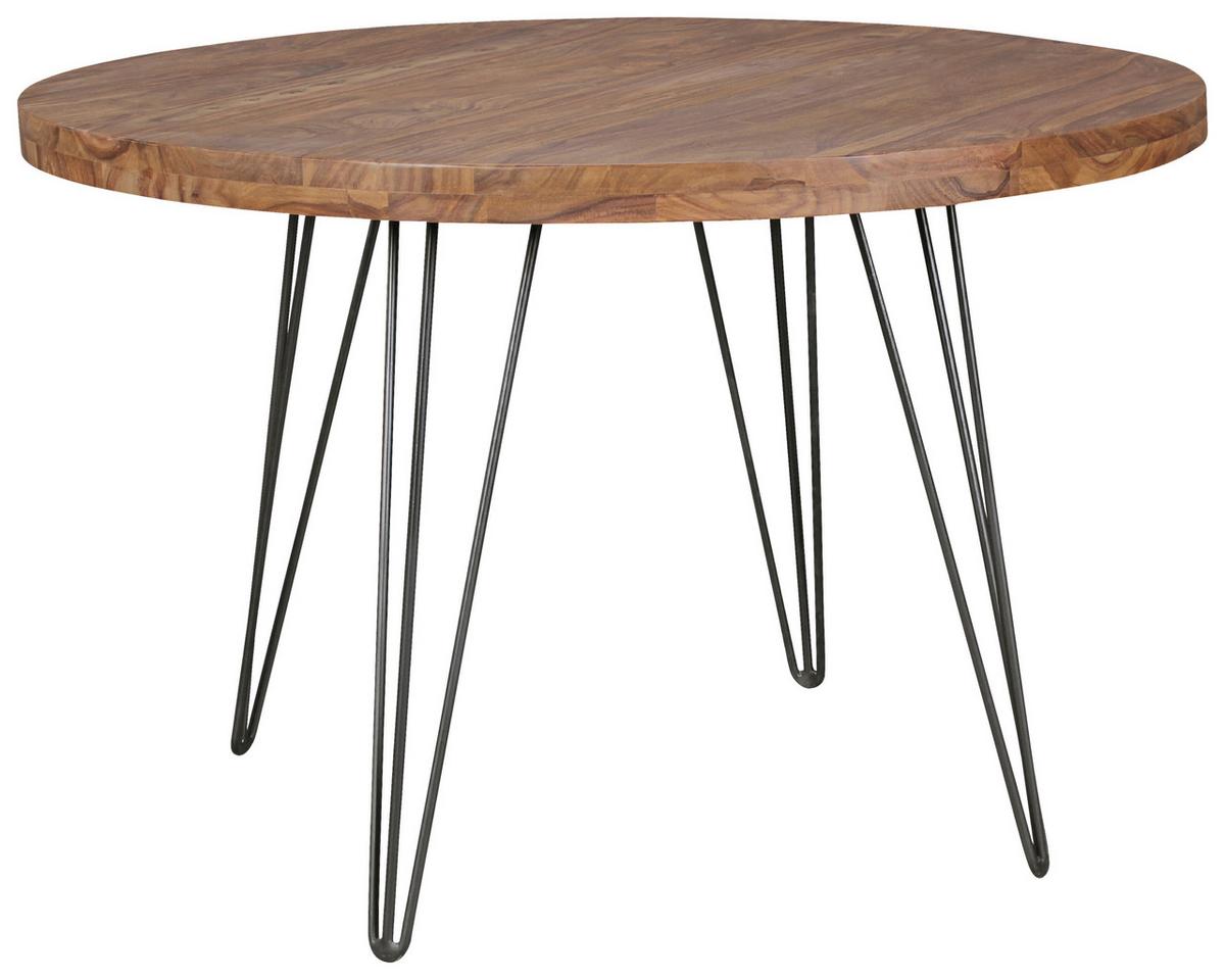 Jedilna Miza Bagli, Pravi Les, Ø 120cm - črna/barve indijskega rožnega lesa, Design, kovina/les (120/78cm) - MID.YOU