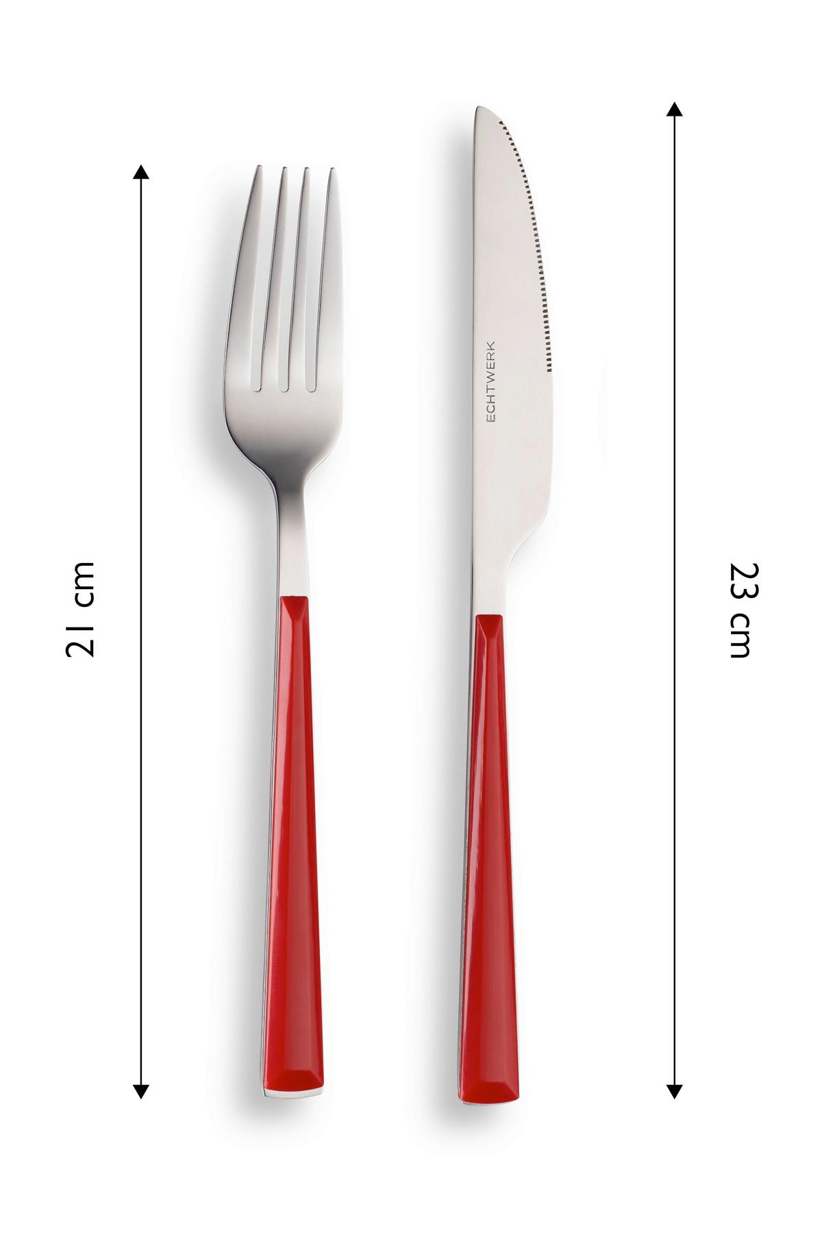 Besteckset Basic Rot/Silber 24-teilig - Rot/Silberfarben, Basics, Metall - Echtwerk