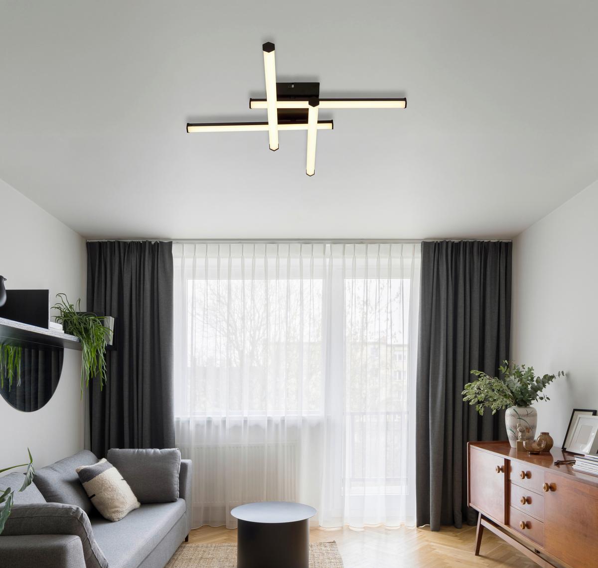 Led Stropna Svjetiljka Kirina - bijela/crna, Design, plastika (50/50/8,8cm) - Globo