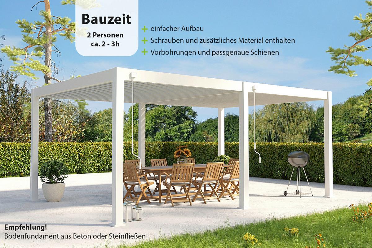Pavillon Deluxe Plus ca. 600x255x400 cm Alu Weiß - Weiß, Basics, Metall (600/255/400cm) - WEIDE