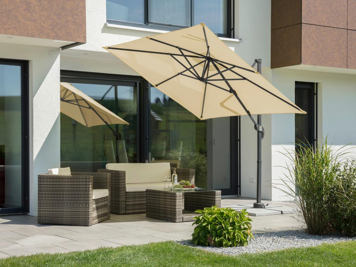 Ampelschirm Rhodos Junior ca.300x239x230cm Naturfarben - Anthrazit/Naturfarben, Basics, Textil/Metall (300/239/230cm) - Schneider
