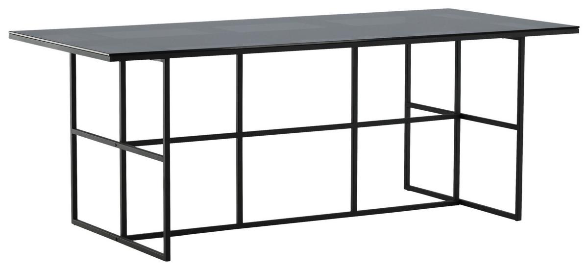 ESSTISCH LEIF - Schwarz, Design, Glas/Metall (200/90/74cm) - Livetastic