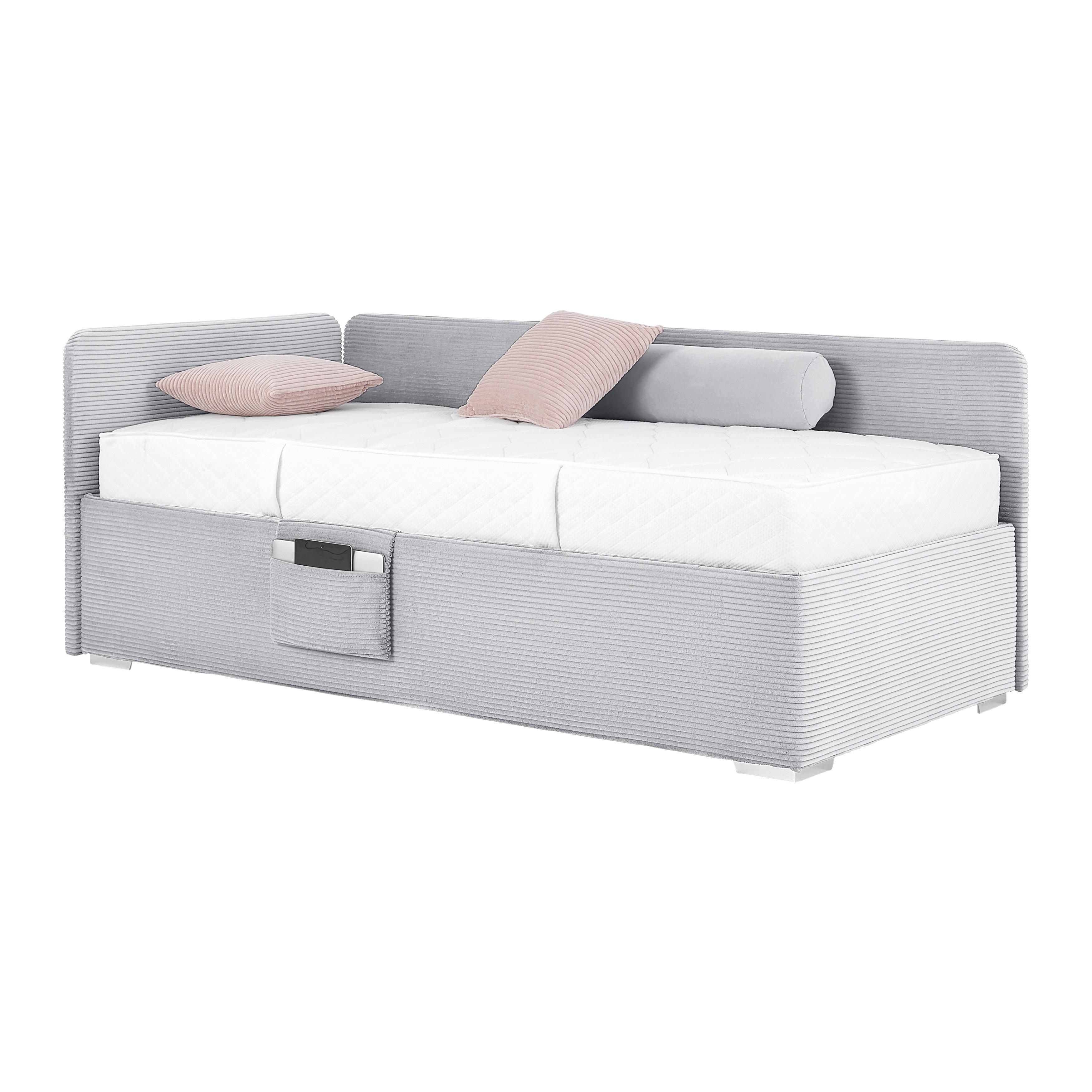 Bett Remi Hellgrau ca. 90x200cm - Chromfarben/Hellgrau, KONVENTIONELL, Holz/Kunststoff (90/200cm) - Mömax