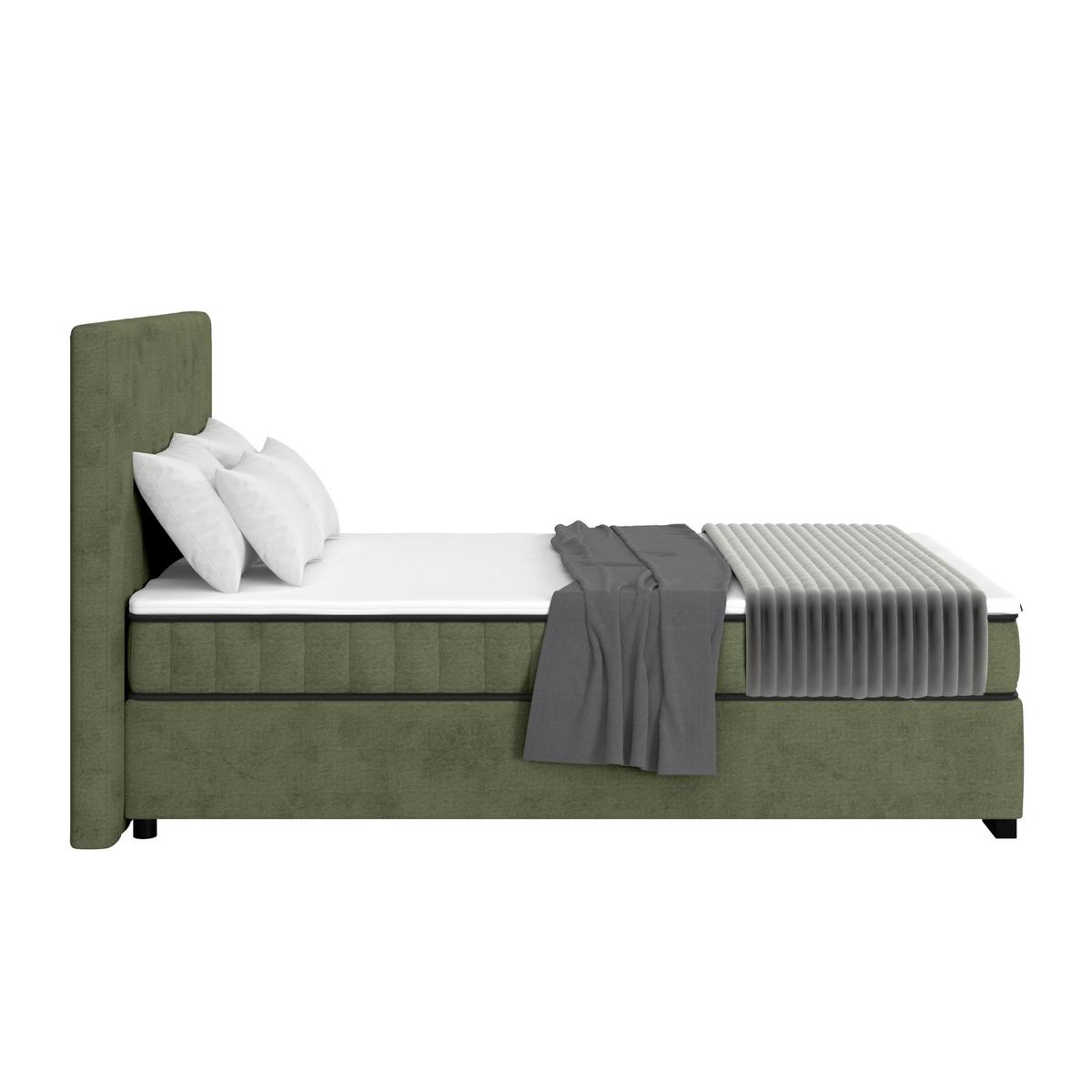 Box Krevet Maya C - maslinasto zelena/crna, Moderno, drvni materijal/drvo (100/200cm) - Modern Living