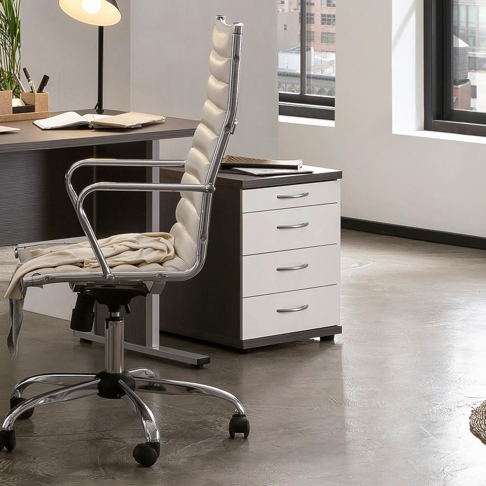 Container Serie 4000 Grau/Weiß - Silberfarben/Schwarz, MODERN, Holzwerkstoff/Kunststoff (41,6/53,4/50cm) - MID.YOU